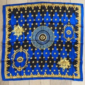 Blue and Gold Silk Scarf